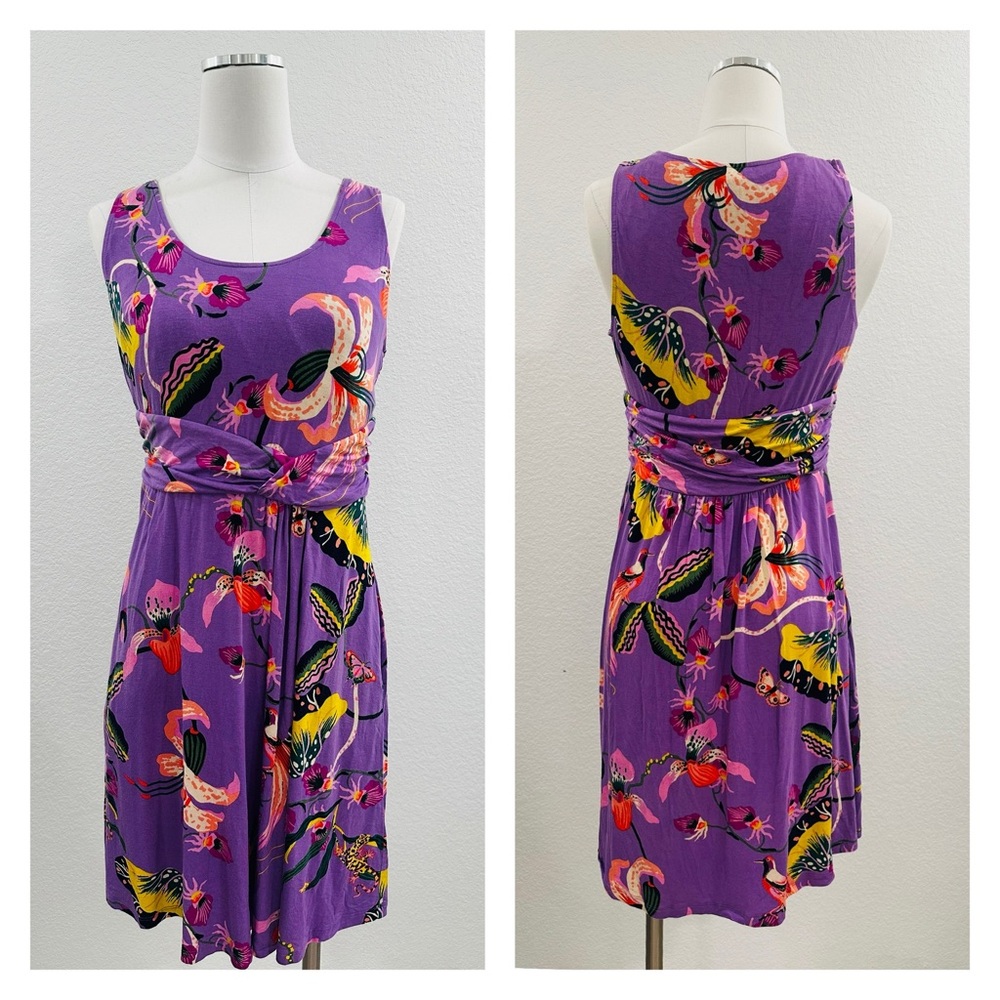 Soma Tropical Print Sun Dress Knotted Waist